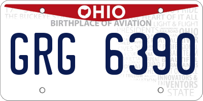 OH license plate GRG6390