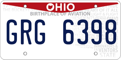 OH license plate GRG6398