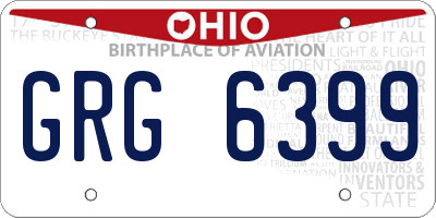 OH license plate GRG6399
