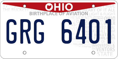 OH license plate GRG6401