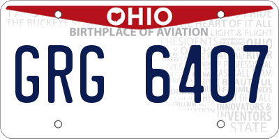 OH license plate GRG6407