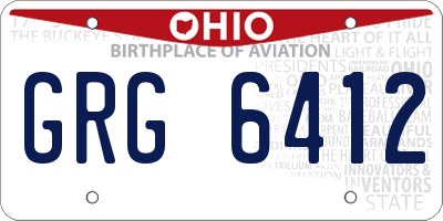 OH license plate GRG6412