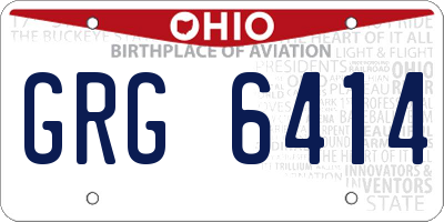 OH license plate GRG6414