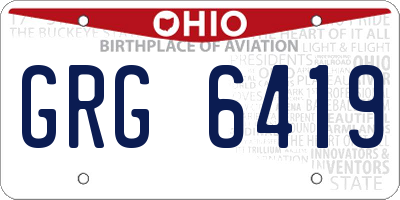 OH license plate GRG6419