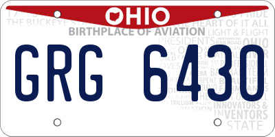 OH license plate GRG6430