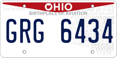 OH license plate GRG6434