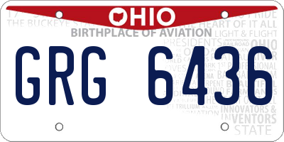 OH license plate GRG6436