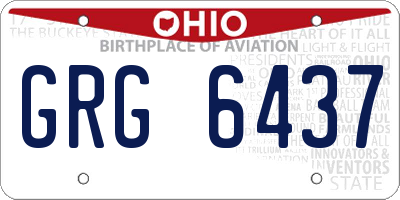 OH license plate GRG6437