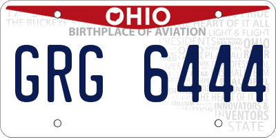 OH license plate GRG6444