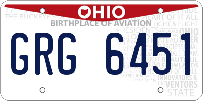 OH license plate GRG6451