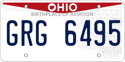 OH license plate GRG6495