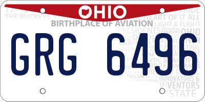 OH license plate GRG6496