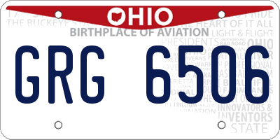 OH license plate GRG6506