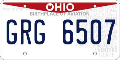 OH license plate GRG6507