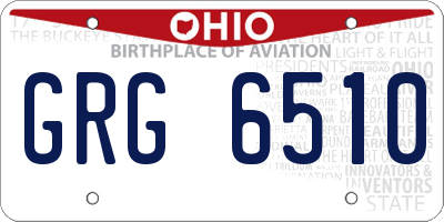 OH license plate GRG6510