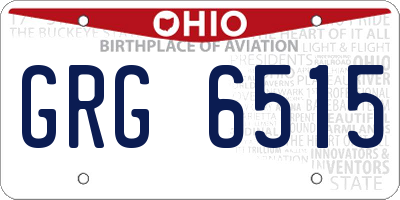 OH license plate GRG6515