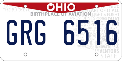 OH license plate GRG6516