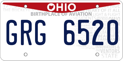 OH license plate GRG6520