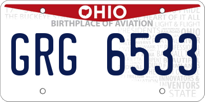 OH license plate GRG6533