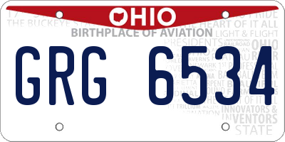OH license plate GRG6534