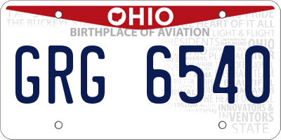 OH license plate GRG6540