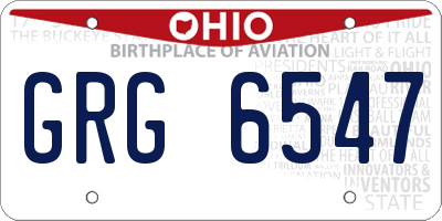 OH license plate GRG6547