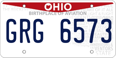 OH license plate GRG6573