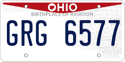 OH license plate GRG6577