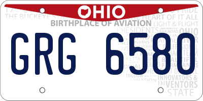 OH license plate GRG6580