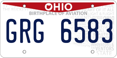 OH license plate GRG6583