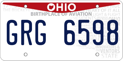 OH license plate GRG6598