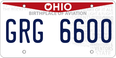 OH license plate GRG6600