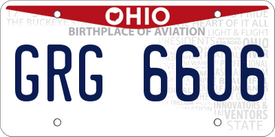 OH license plate GRG6606