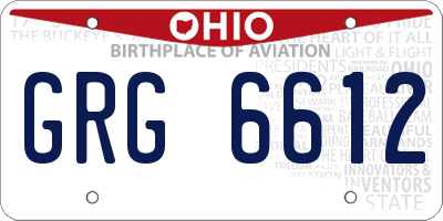 OH license plate GRG6612