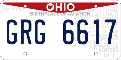 OH license plate GRG6617