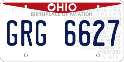 OH license plate GRG6627