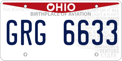 OH license plate GRG6633