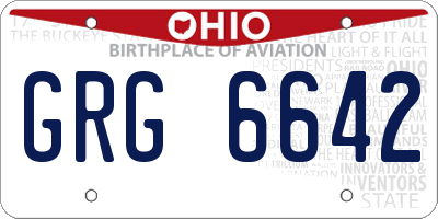 OH license plate GRG6642