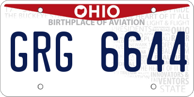 OH license plate GRG6644