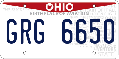 OH license plate GRG6650