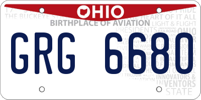OH license plate GRG6680