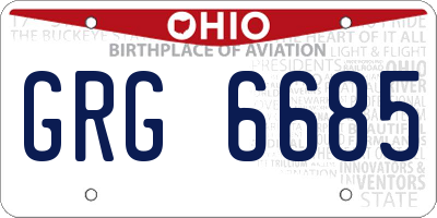 OH license plate GRG6685