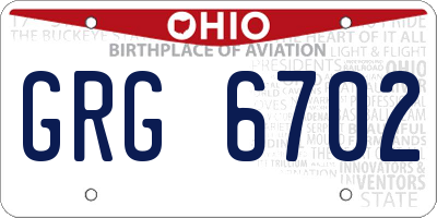 OH license plate GRG6702