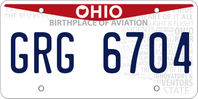 OH license plate GRG6704