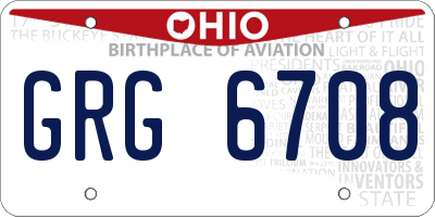 OH license plate GRG6708