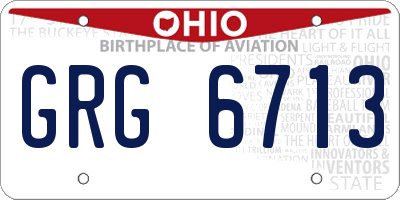 OH license plate GRG6713