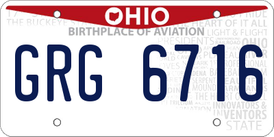 OH license plate GRG6716