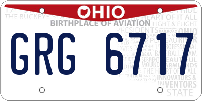 OH license plate GRG6717
