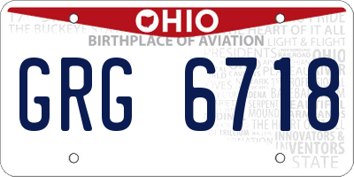 OH license plate GRG6718