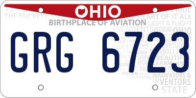 OH license plate GRG6723